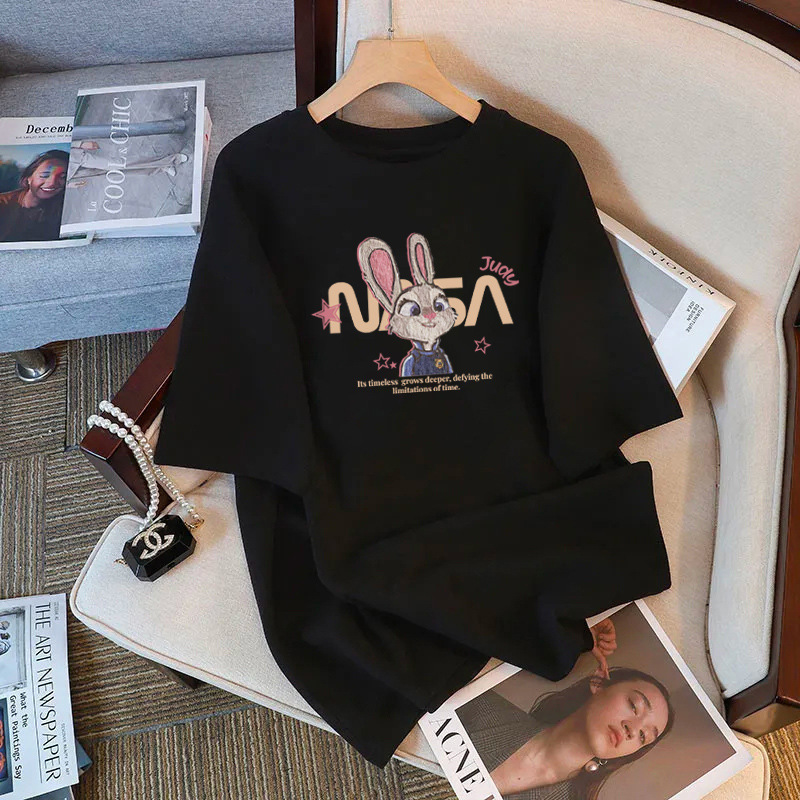 Pure Cotton White Short-Sleeved T-Shirt for Women 2025 Summer New European Large Size Top Loose Slimming Look T-Shirt Ins