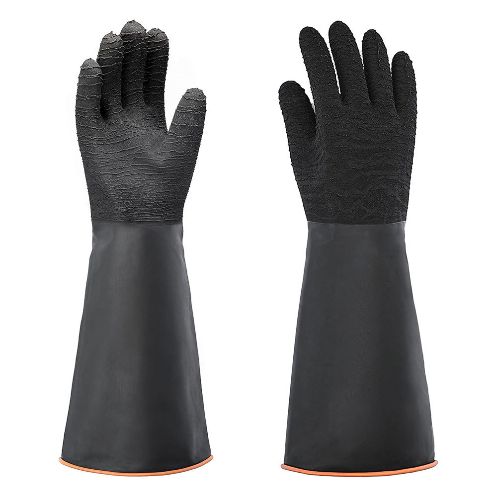 35CM guantes resistentes a ácidos y álcalis industriales de caucho arrugado industria química protección laboral anticorrosión espesado látex resistente al desgaste