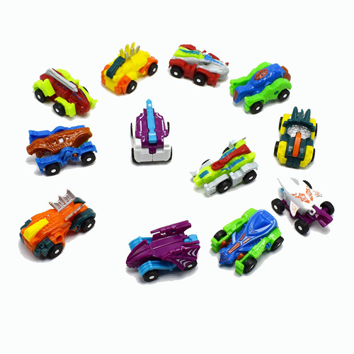 Novel 12 dinosaur deformation cars, mini deformation sports cars, various car robots, gashapon toys batch