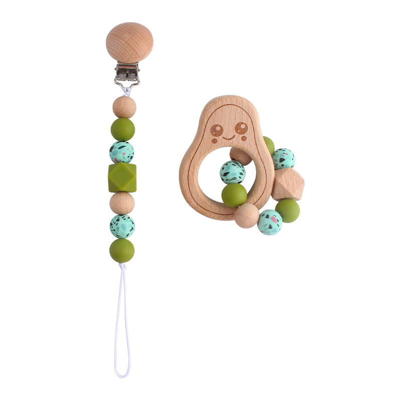 Bebé DIY creativo haya chupete clip pezón Cadena de leopardo perlas silicona Beech animal juguete teether palo