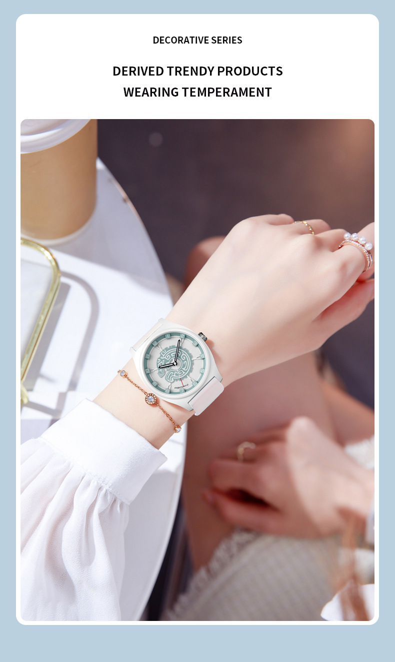 Grenziwwerschreidend populär Yaboni modesch Jade Dragon Jue Silikonband Auer Quartz Auer Damen waasserdicht Liichtauer_voghion.com