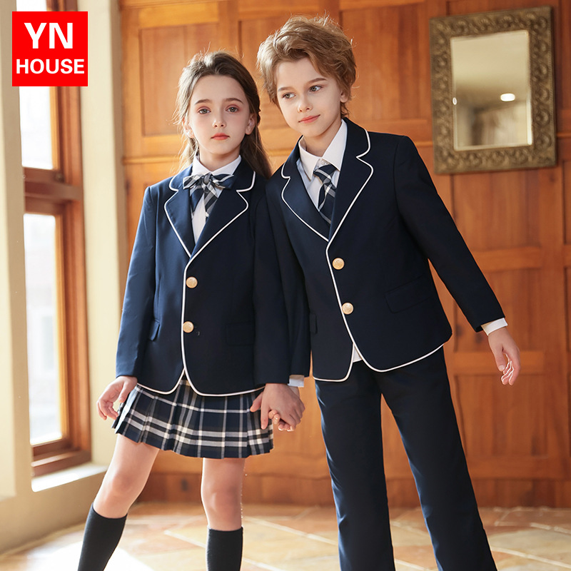 Primavera y otoño uniformes escolares para niños y niñas uniformes de jardín de infantes uniformes de estilo universitario trajes de estilo británico