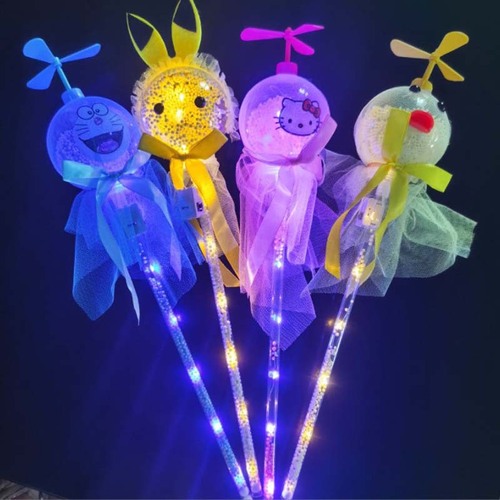 New cartoon windmill starry sky ball magic wand push stall night market scan code gift luminous toy supply wholesale