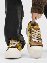 复古小香风休闲大头板鞋男2025厚底丑萌国潮情侣帆布鞋女