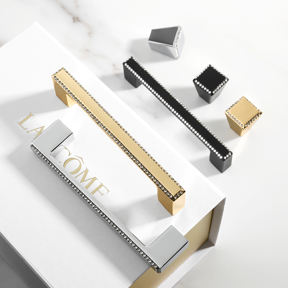 現代簡約櫃門拉手水晶拉手簡歐櫥櫃衣櫃門把手抽屜單孔實心拉手