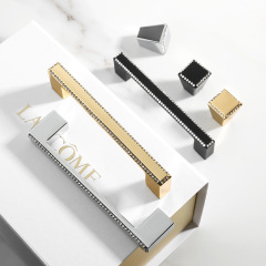 現代簡約櫃門拉手水晶拉手簡歐櫥櫃衣櫃門把手抽屜單孔實心拉手