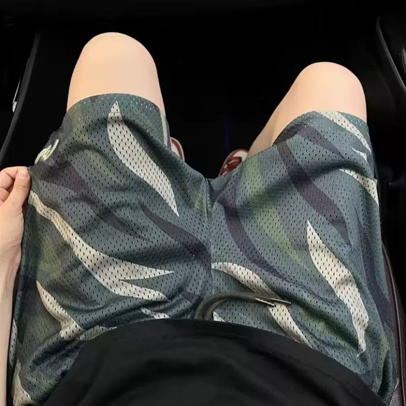 美式斑马篮球短裤男士2025夏季街头迷彩网眼运动短裤子男休闲百搭