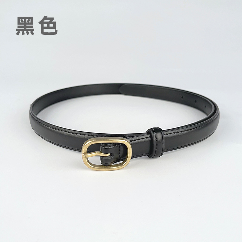 Correa delgada de cuero de las mujeres pantalones casuales pantalones vaqueros estilo coreano de moda todo partido simple de cuero de vaca cinturón de las mujeres