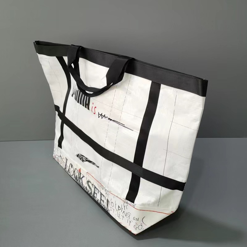 PP覆膜单手提编织袋简约高承重大容量收纳手提袋厂家大批量制作