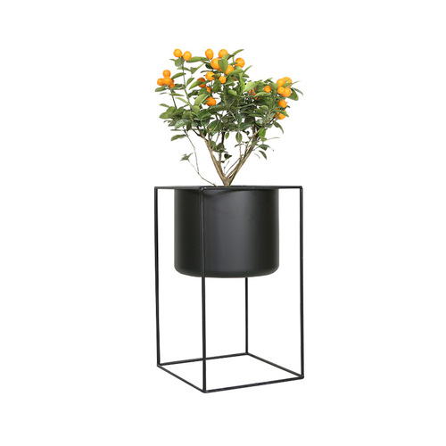 Nordic iron wicker flower stand, metal minimalist flower pot rack, artificial flowers, green plant pot, indoor living room office decoration