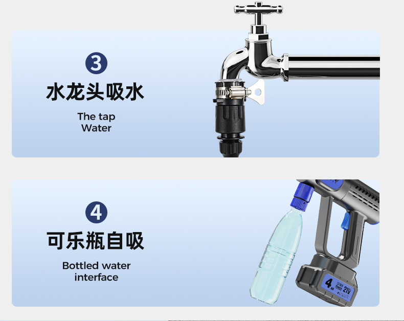 High-Pressure Car Washer, Car Wash Water Gun, Lithium Battery, Household Wireless Cleaning Machine, Car Washing Tool, Powerful Outdoor Car Cleaner