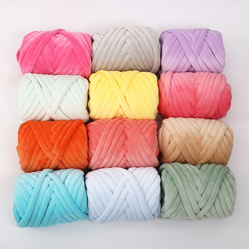 Terciopelo ultra grueso islandés hilo de lana relleno de algodón grueso tejido a mano DIY almohada bolsa línea de choque bebé