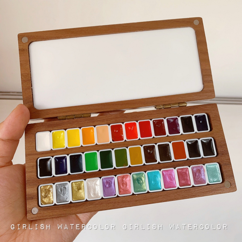 Wooden box, 24 colors, 12 colors, 0.5 ml