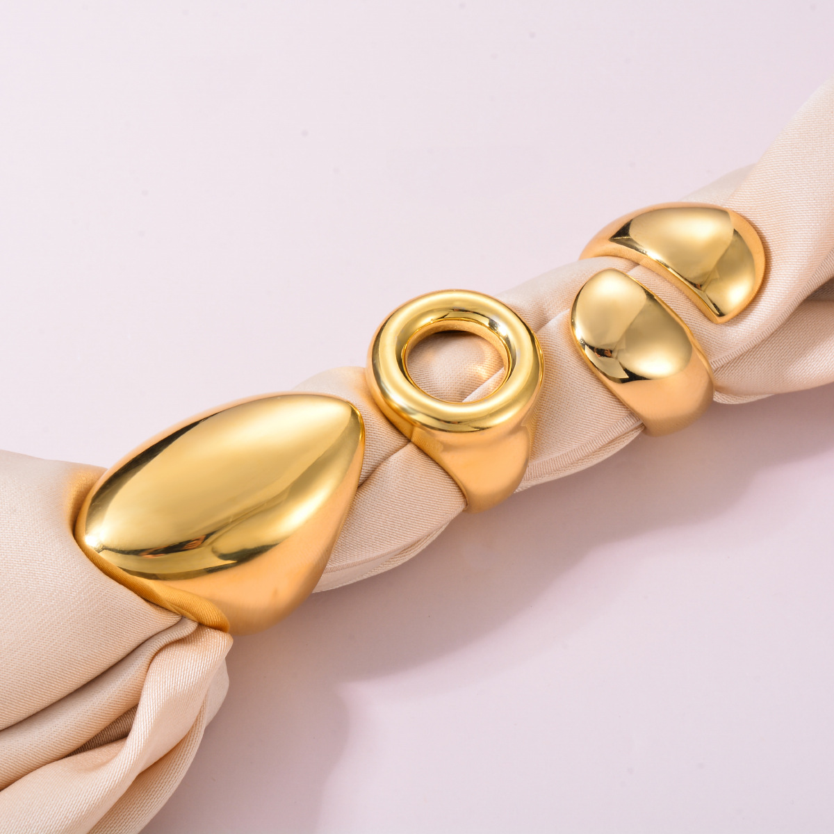 Simple Style Style PVD Coated Geometric 304 Stainless Steel Simple Style Waterproof Non Tarnish Rings