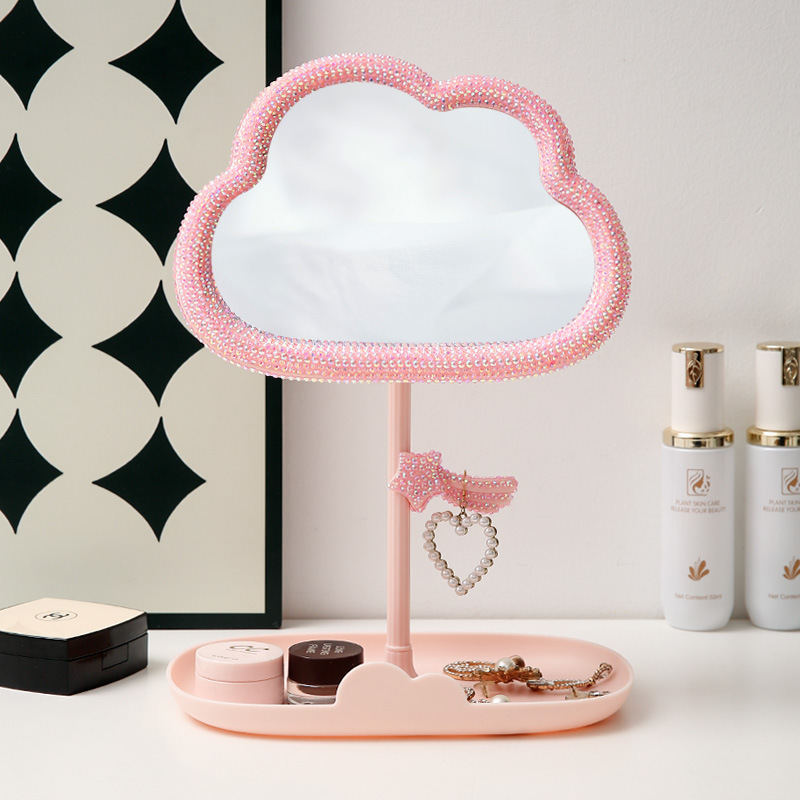 Espejo de maquillaje de nubes meteoritas serie de chicas colgar joyas de escritorio de plástico HD puede girar espejo de vestir doméstico