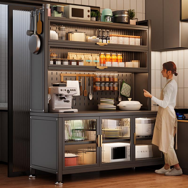 Microwave Oven Cabinet Slate Storage Cabinet Household Multi-Layer Floor-Standing Storage Cabinet Cupboard Storage Rack Multi-Functional Sideboard