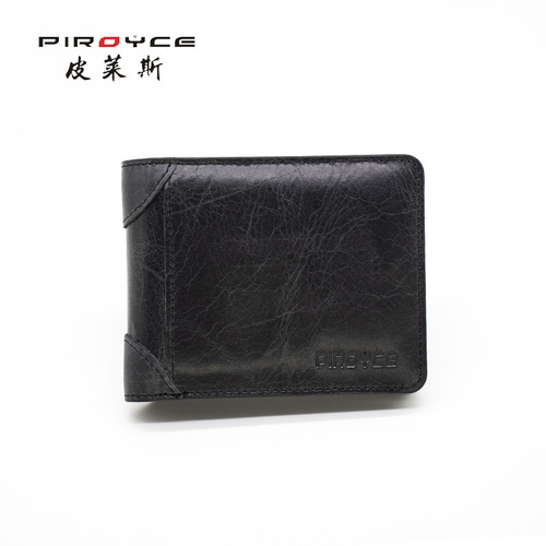 Piroyce Factory Direct Sale New Top-Grade Calfskin Retro Men's Wallet Classic Casual Money Clip