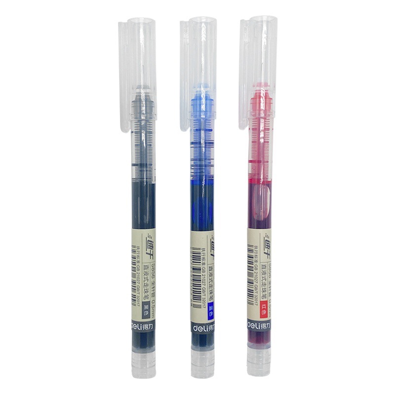 Deli S856 Liquid Ink Rollerball Pen Quick-Drying Pen Writing Pen Black Signature Pen 0.5