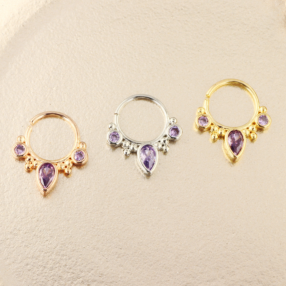 Fashion Water Droplets Copper Inlay Zircon Nose Ring 1 Piece