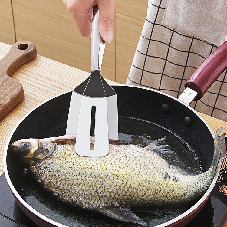 201 de acero inoxidable espátula clip panqueque pescado frito pala pizza filete pala hogar cocina espátula frito filete clip