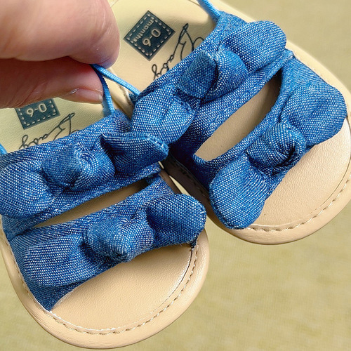 Spring and summer infants and toddlers soft-soled non-slip bow sandals for girls 0-1 years old and 12 months old, non-falling toddler shoes