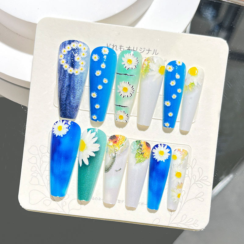 Nuevas uñas portátiles para adultos, uñas en relieve estéreo, parches de manicura, uñas postizas, uñas terminadas, uñas largas de ballet