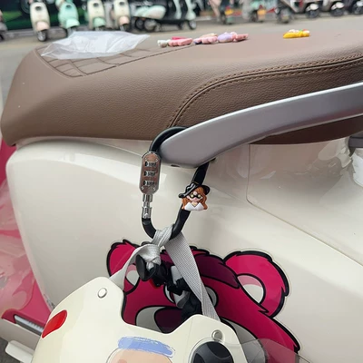 Cute electric scooter rear seat helmet lock for girls, aluminum alloy password anti-theft lock (Helmet lock) - aluminum-alloy-materialblack-d-model-black-rich-lady-2-pack