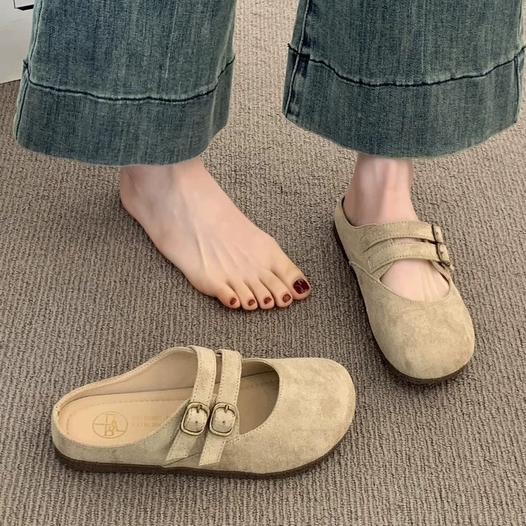 Туфли Birkenstock, Баотоу полупросветляющееся обувь, женская верхняя одежда 2025 новый летний стиль супер жаркие сандалии, ленивые обувь на одну ногу