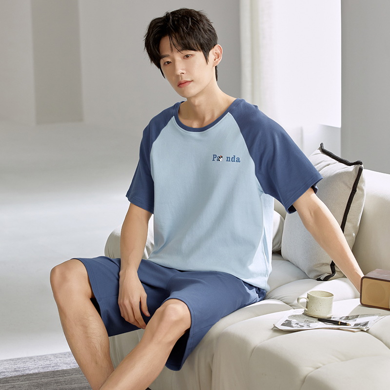 2025 nuevo pijama de hombre de verano de manga corta pantalones cortos delgados jóvenes de escuela secundaria ropa casera suelta juego casual