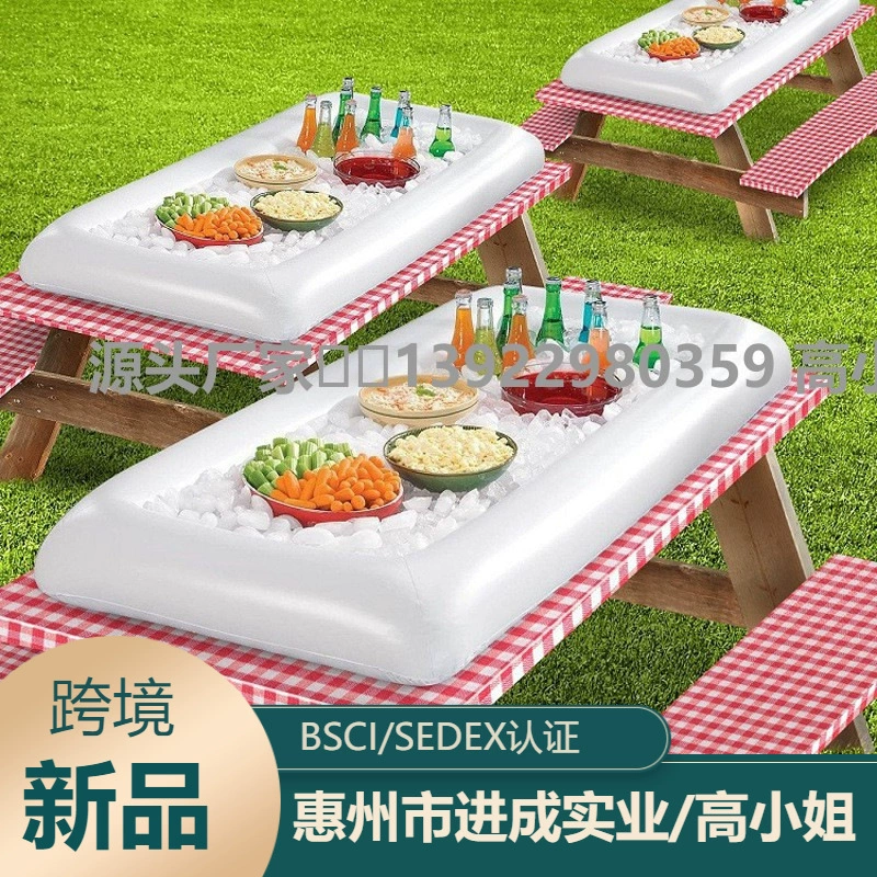 Плавающий ряд ПВХ надувной ледяной бар Вечеринка водные развлечения салат тарелка надувная Чашка Поднос ведро льда открытый винный стол со льдом