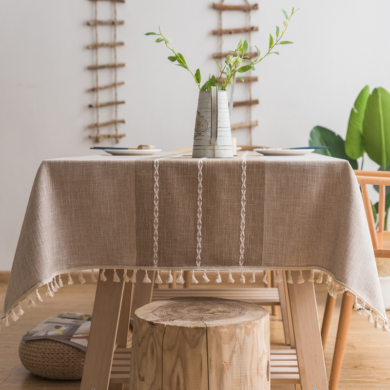Amazon Tablecloth Tassel American Party Christmas Decoration Home Textile Popular Waterproof Tablecloth European and American Style Cover Cloth