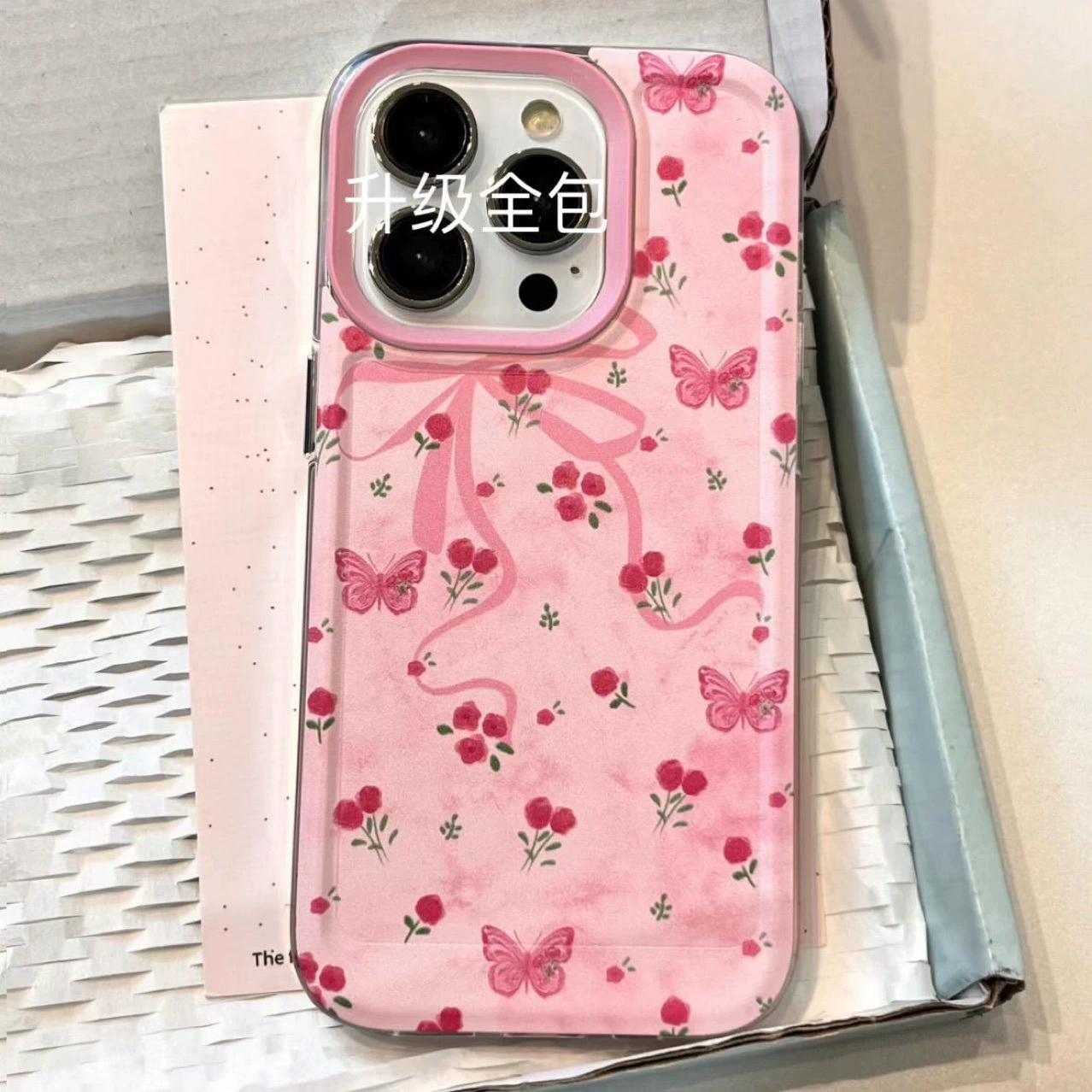 Чехол для телефона (Apple) iPhone 11–17 серия, корпус космический с цветочным рисунком бабочки, легкий 36 г