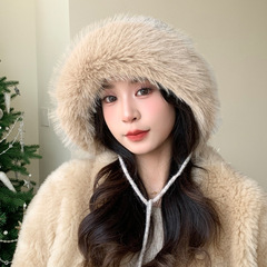 冬天帽子女款高级感毛绒保暖防寒帽百搭护耳雷锋帽时尚显脸小盆帽