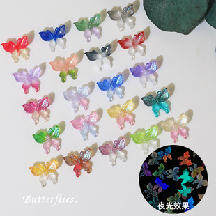 New Luminous Fairy Butterfly Jewelry Wholesale Resin Nail Art Small Jewelry Net Celebrity Fairy Nail Accessories Accessories