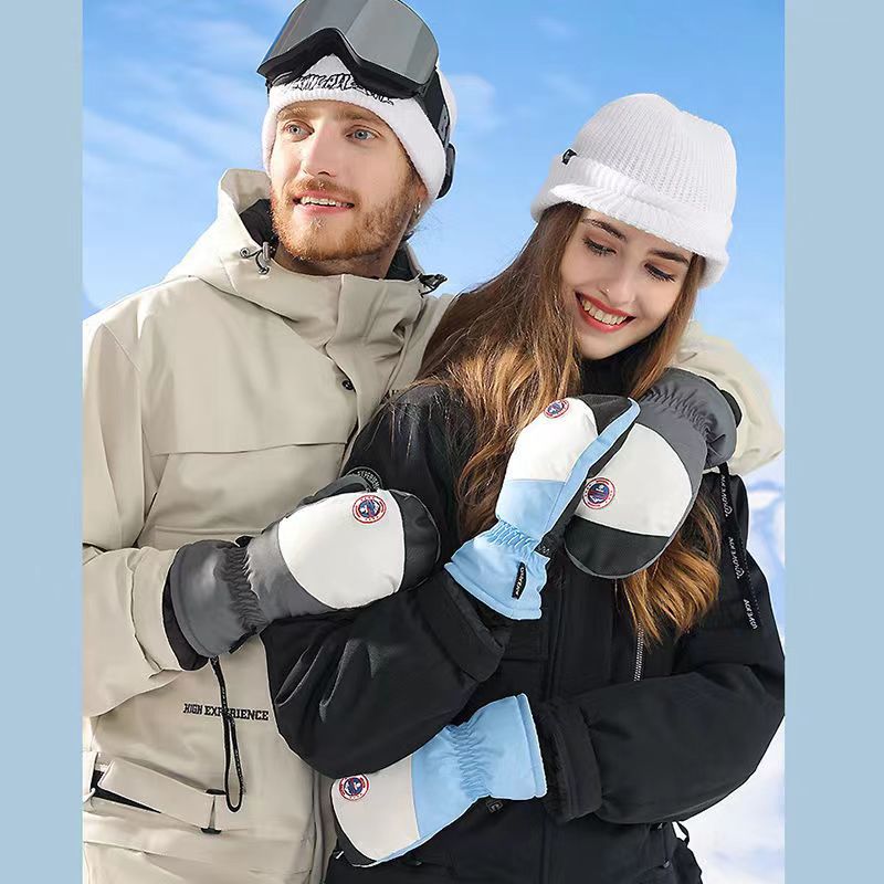 Professional women's snowboard gloves, waterproof fingerless mittens, one-piece, five-finger inner lining, built-in wrist guard, touch screen compatible, wholesale for men.