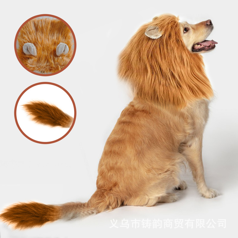 万圣节宠物狮子头套宠物变身搞怪狗狗假发宠物狮子围脖宠物服装|undefined
