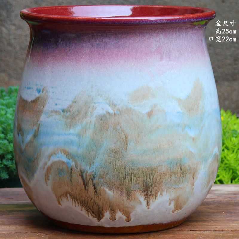 大口径グリーンダルシム多肉植物オオバコ紫大万百クリエイティブ陶器ポット粗い陶器砂土陶器ポット植木鉢大型レトロ|undefined
