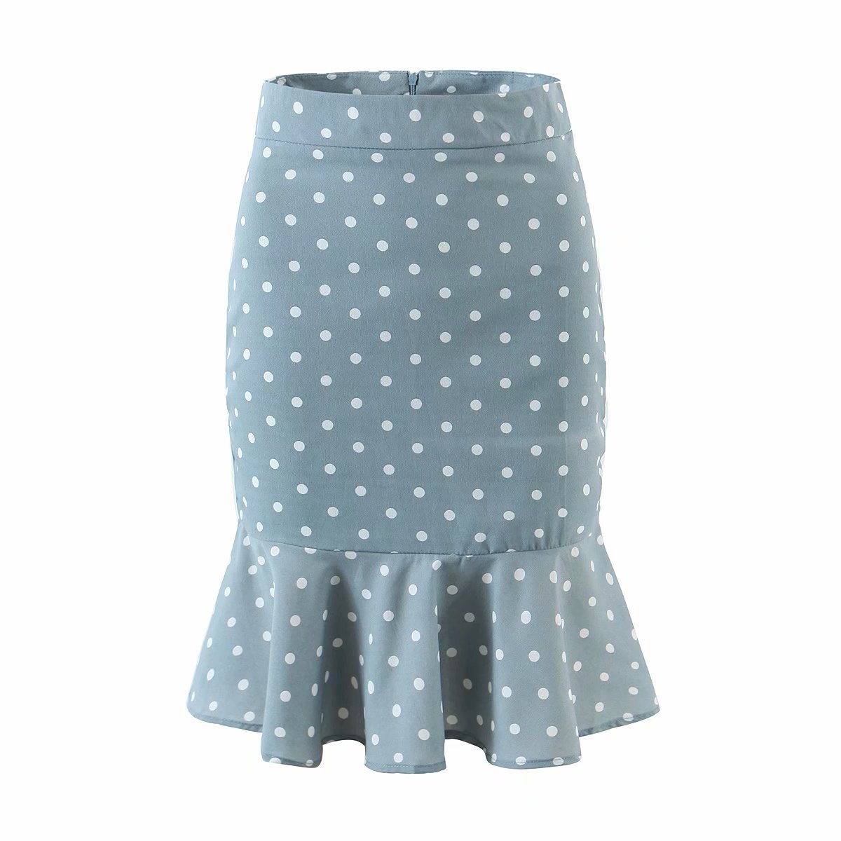 retro polka dot print ruffled fishtail skirt NSAM56880