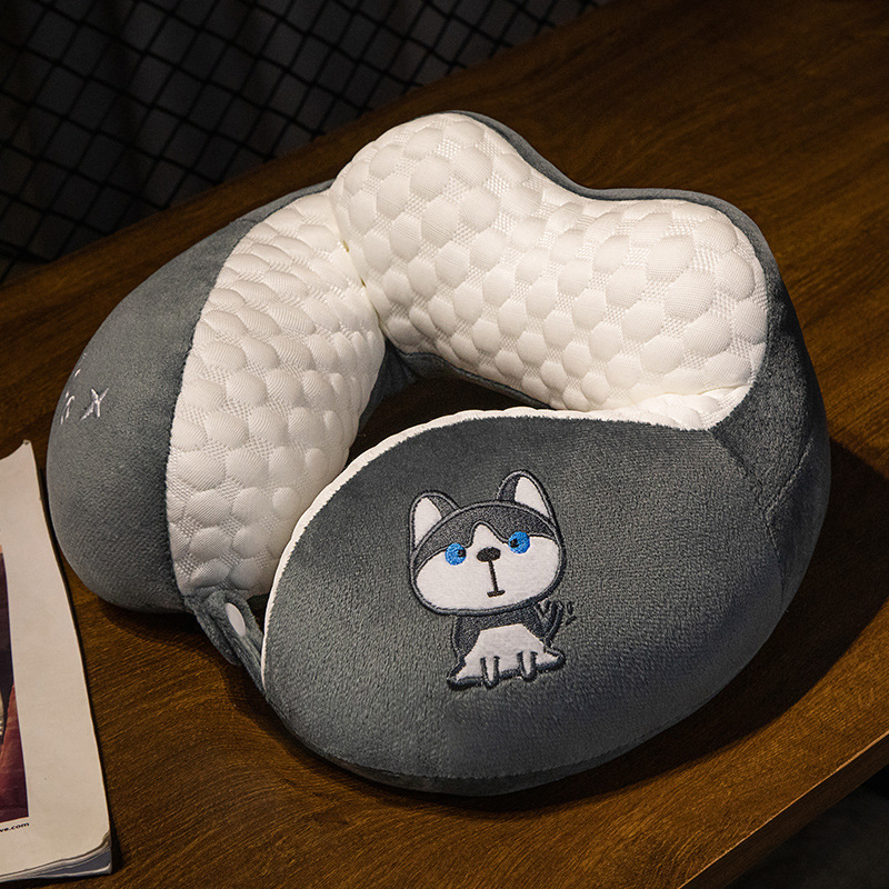 Hielo Doudou almohada en forma de U cuello almohada avión cuello columna cervical reposacabezas adulto cuello almohada estudiante conveniente almohada en forma de U