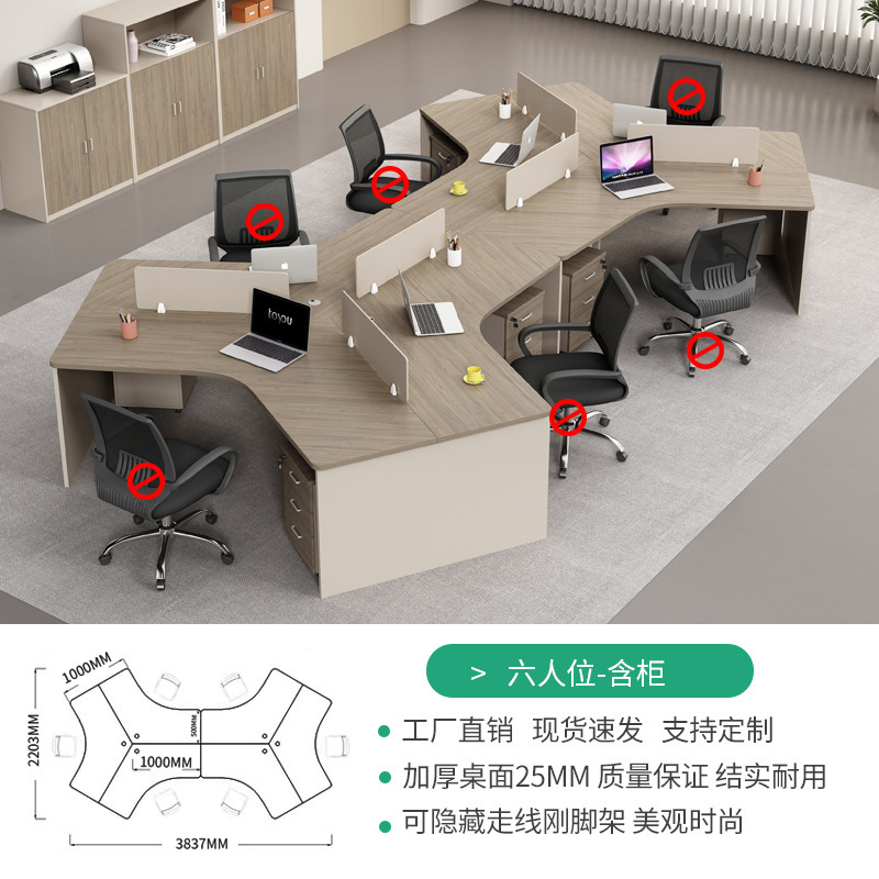 电脑职员桌3/5/6人工位异型简约现代屏风隔断办公室财务组合桌椅|undefined