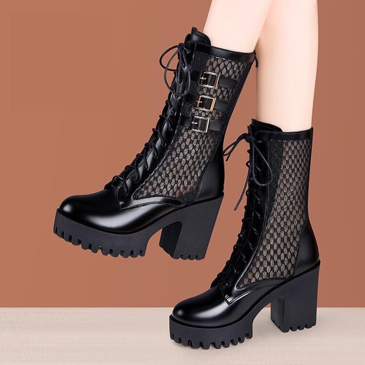 High-Heeled Thick-Heeled Summer Thin Mesh Martin Boots for Women 2026 New Style Thick-Soled Waterproof Platform Fashionable Breathable Sandals High-Heeled Thick-Heeled Summer Thin Mesh Martin Boots for Women 2026 New Style Thick-Soled Waterproof Platform Fashionable Breathable Sandals