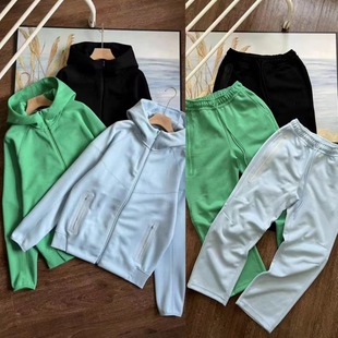 Spring and Autumn 2024 New Leisure Sports Air Layer Hooded Jacket Coat and Sweatpants suit 454 and 461