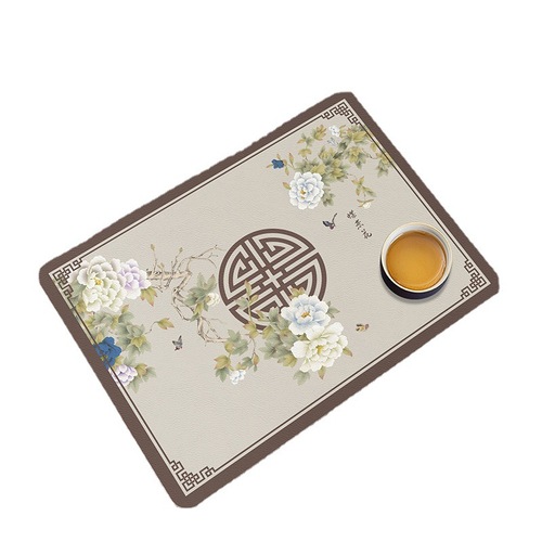 New Chinese style leather placemats, modern and elegant, waterproof, oil-proof, anti-scalding, no-wash ins home PVC dining table mats, coffee table mats