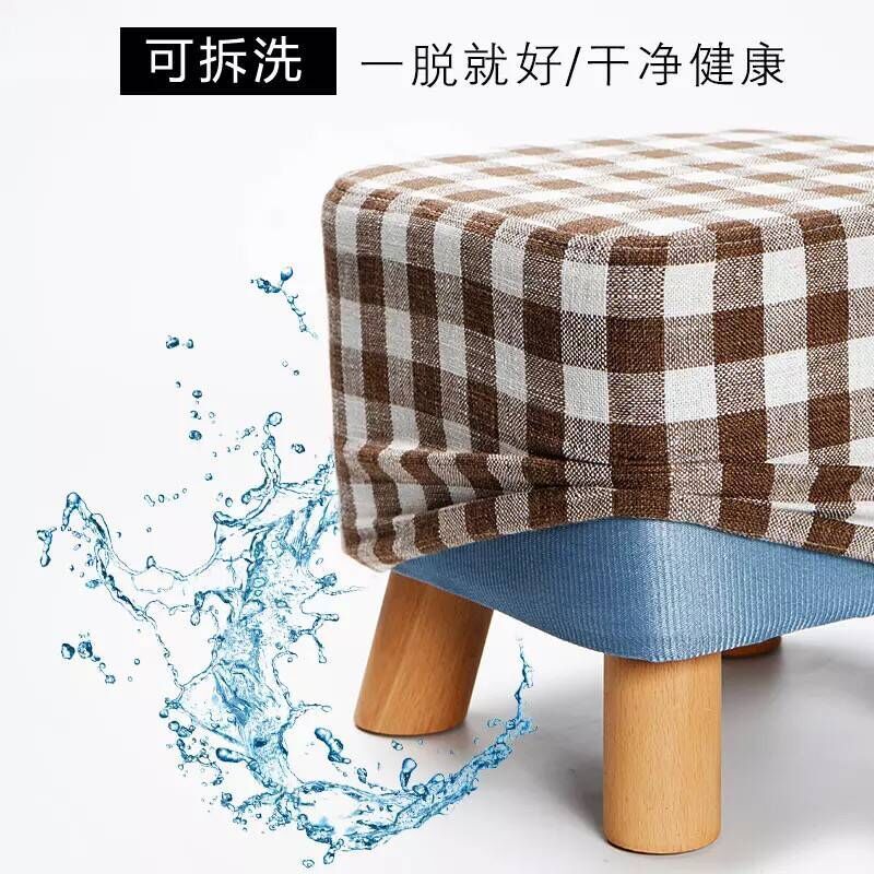 Taburete para cambiador de zapatos de madera maciza Taburete para zapatos de moda Taburete para sofá Taburete de tela Taburete para mesa de centro Taburete para el hogar Taburete cuadrado Taburete redondo Taburete image 2