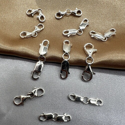 s925 sterling silver double-ended spring square buckle lobster drip buckle safety connection extended DIY necklace bracelet buckle accessories