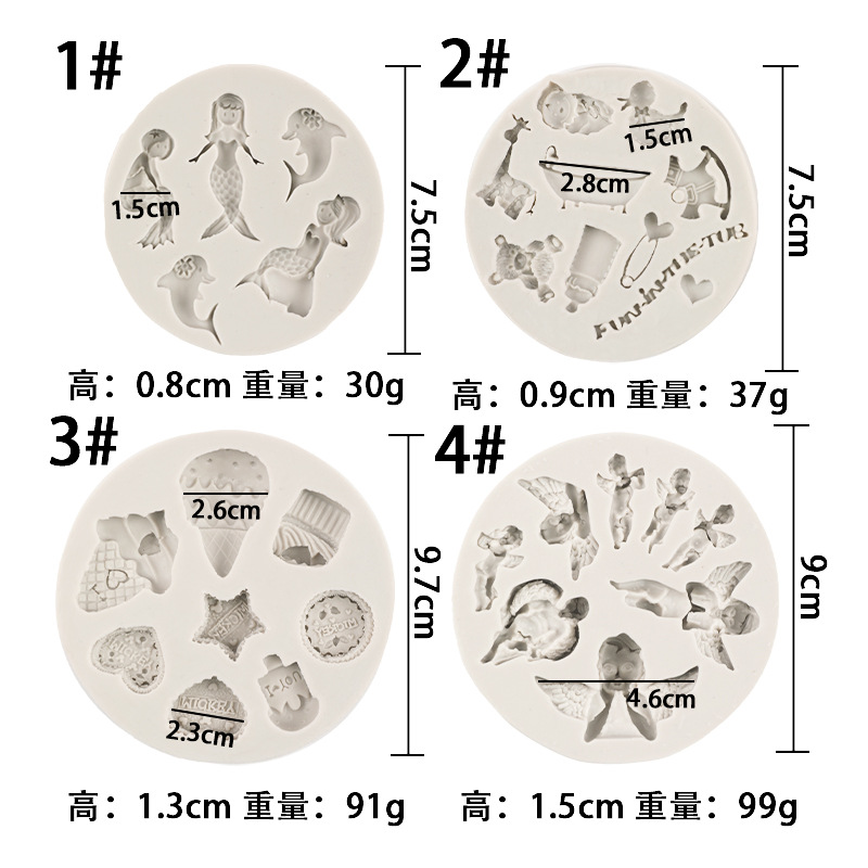 Ángel sirena comida y juego pastel año tras año bebé troyano decorativo pastel de hornear molde de silicona líquida