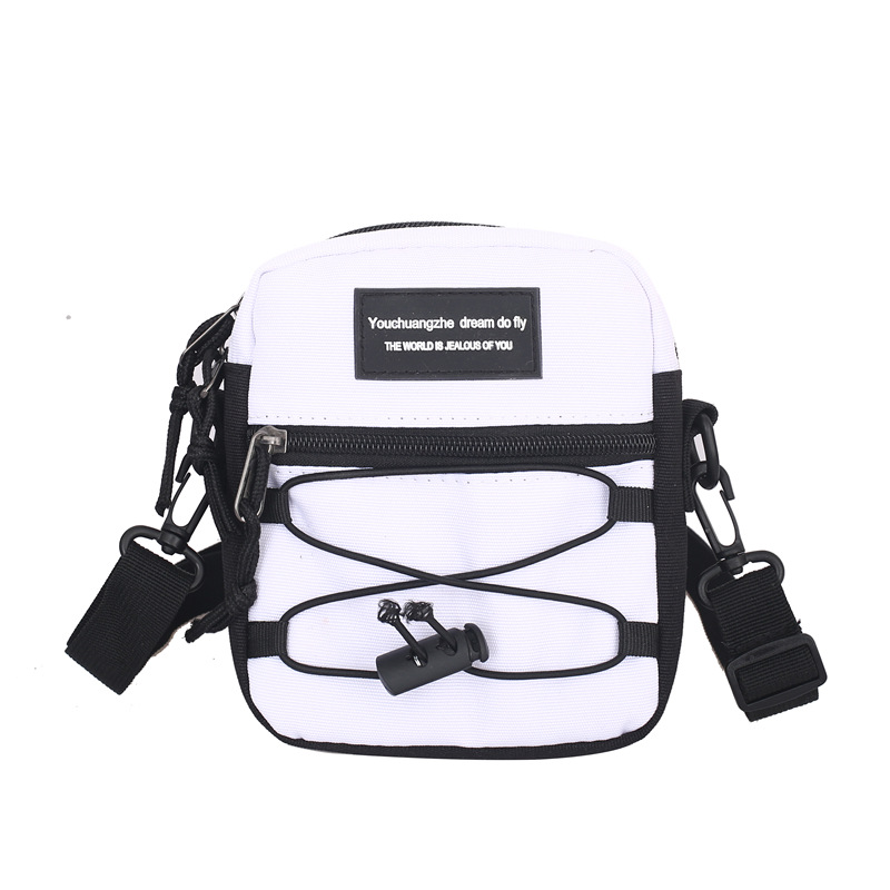 67g Weight Zipper Closure Type Single Shoulder Strap Strap Type Crossbody Bag Bags Type Nylon Material Letter Pattern Streetwear Style Square Shape Khaki, Light Grey, White, Black Color Small Size Small Nylon Letter Streetwear Square Zipper Crossbody Bag 95