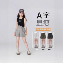 女童夏季运动裤2025新款工装裤速干凉感轻薄中大童甜酷休闲三分裤