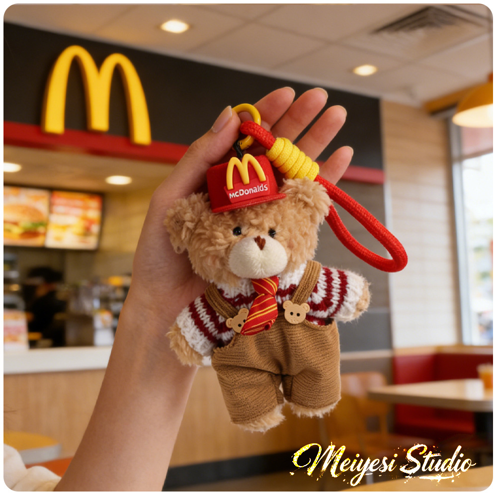 McDonald 's Keychain Teddy Bear bolso colgante de peluche unido oso muñeca accesorios de bolsa colgante mujer