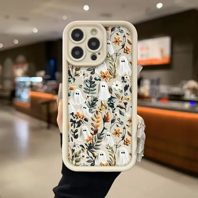 花朵幽灵适用苹果16promax手机壳iPhone16/15/14硅胶12Pro防摔15P|undefined